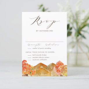 Watercolor Autumn Scenery Fall Wedding RSVP Card