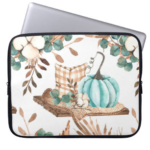Watercolor autumn seamless pattern with coloured p laptop sleeve
