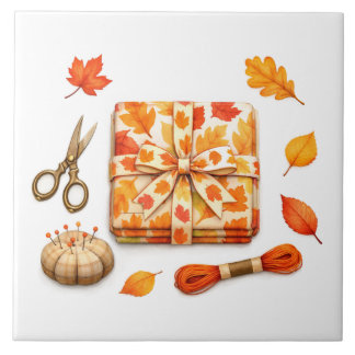 Watercolor Autumn Sewing Fabric and Accessories Tile