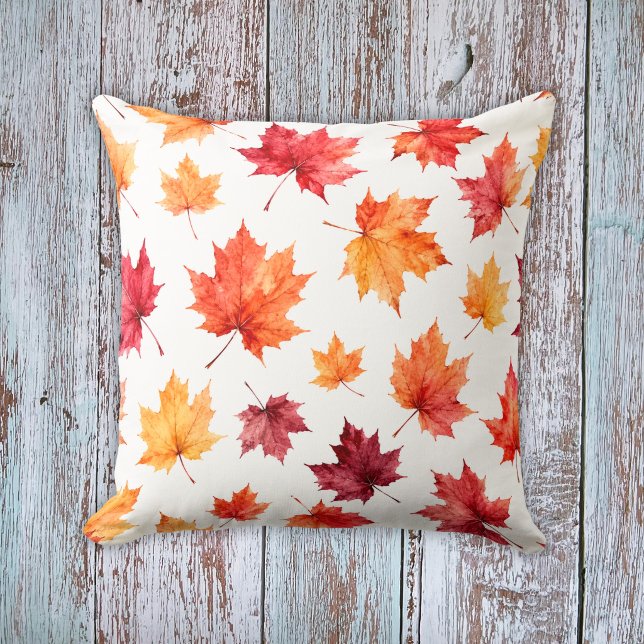 Watercolor Autumn Sugar Maple Leaf Pattern Cushion (Creator Uploaded)