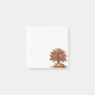 Watercolor Autumn Tree and Pumpkins Post-it Notes