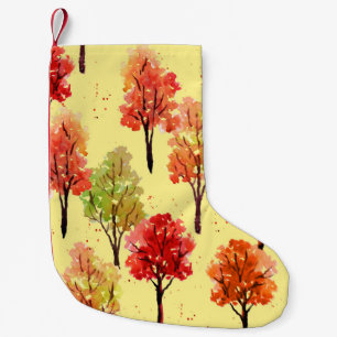 Watercolor Autumn Trees: Seamless Illustration Small Christmas Stocking