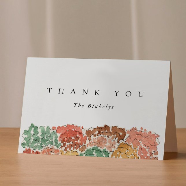 Watercolor Autumn Trees Thanksgiving Thank You Card (Watercolor Autumn Trees Thanksgiving Thank You Card)