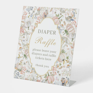 Watercolor Autumn Turkey Diaper Raffle Pedestal Sign