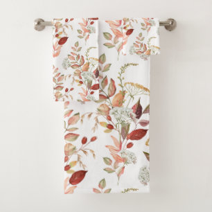 Watercolor Autumn Wildflower Bath Towel Set