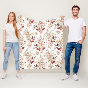 Watercolor Autumn Wildflower Fleece Blanket