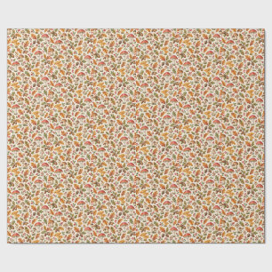 Watercolor Autumn Woodland Mushrooms Acorns Wrapping Paper