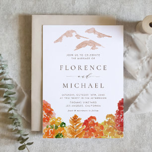 Watercolor Autumn Woodlands Fall Wedding Invitation