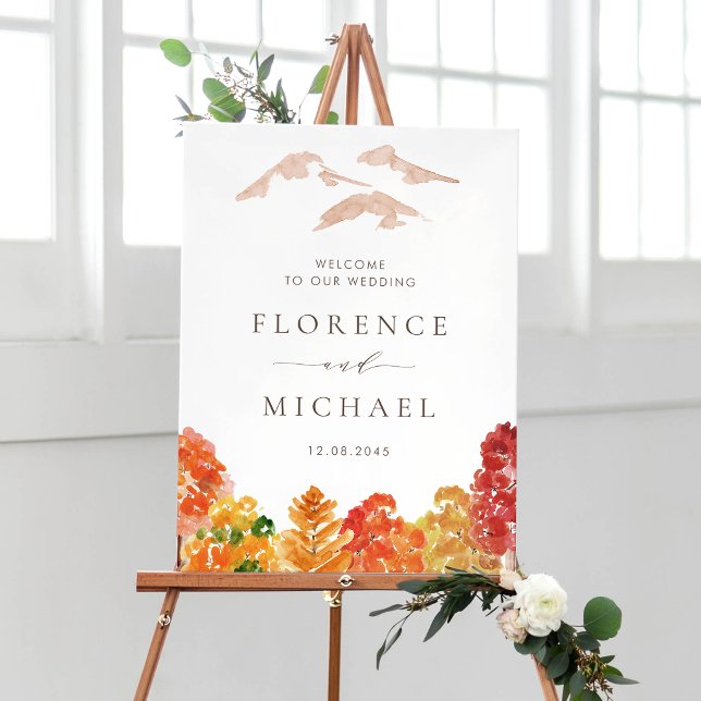 Watercolor Autumn Woodlands Fall Wedding Welcome Poster (Creator Uploaded)