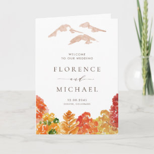 Watercolor Autumn Woodlands Wedding Program Programme