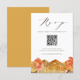 Watercolor Autumn Woodlands Wedding QR Code RSVP