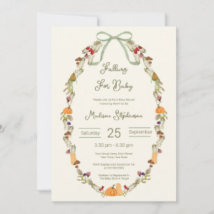 Watercolor Autumn Wreath Falling for Baby Shower Invitation