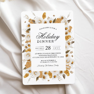Watercolor Autumn Yellow & White Floral Frame Invitation