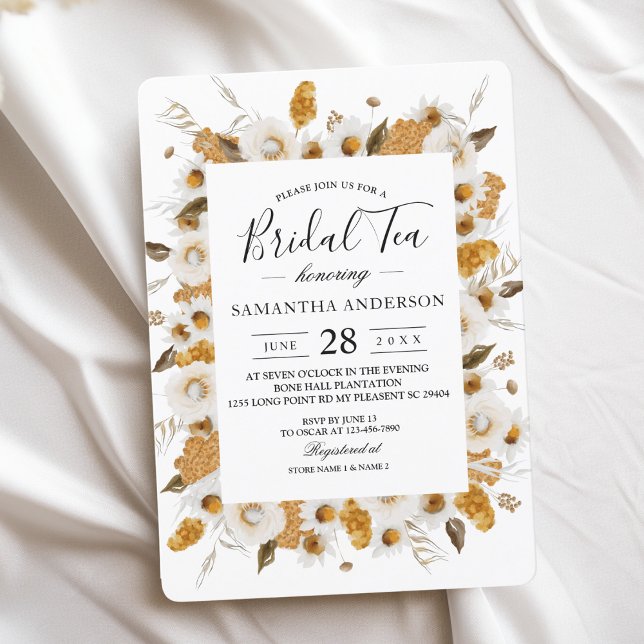 Watercolor Autumn Yellow & White Floral Frame Invitation (Creator Uploaded)