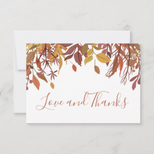Watercolor autumnal leaves Flat Thank You Card