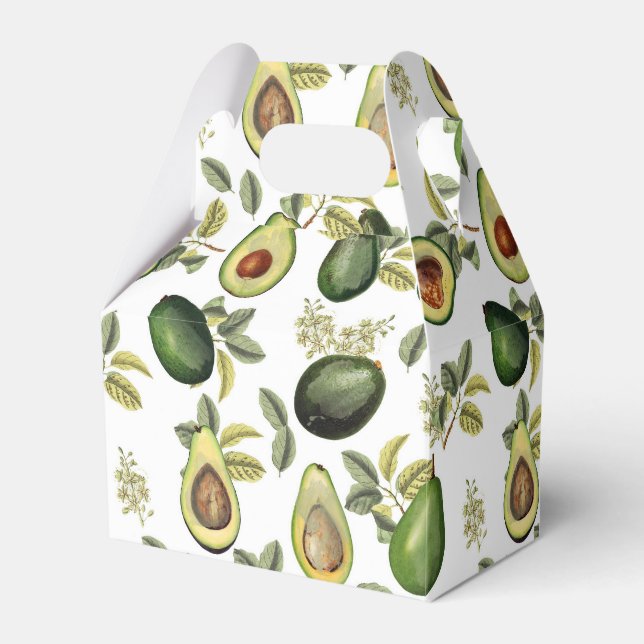 Watercolor Avocado Botanical Pattern Favour Box (Front Side)