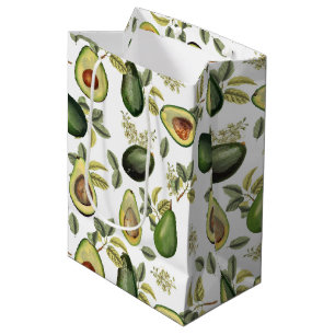 Watercolor Avocado Botanical Pattern Medium Gift Bag