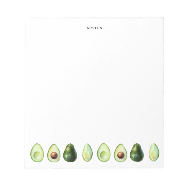 Watercolor Avocado Garland Personalized Notepad (Front)