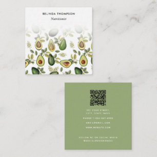 Watercolor Avocado Nutritionist Dietician QR Code Square Business Card