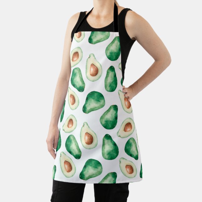 Watercolor Avocado Pattern Apron (Insitu)