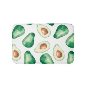 Watercolor Avocado Pattern Bath Mat