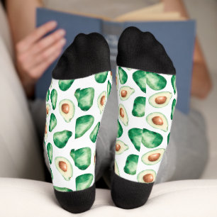 Watercolor Avocado Pattern Socks