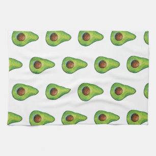 Watercolor Avocado Pattern Tea Towel