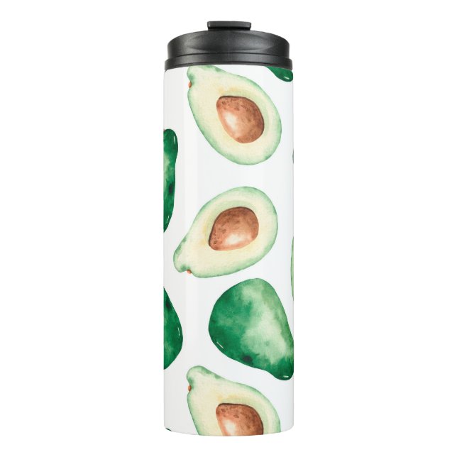 Watercolor Avocado Pattern Thermal Tumbler (Front)