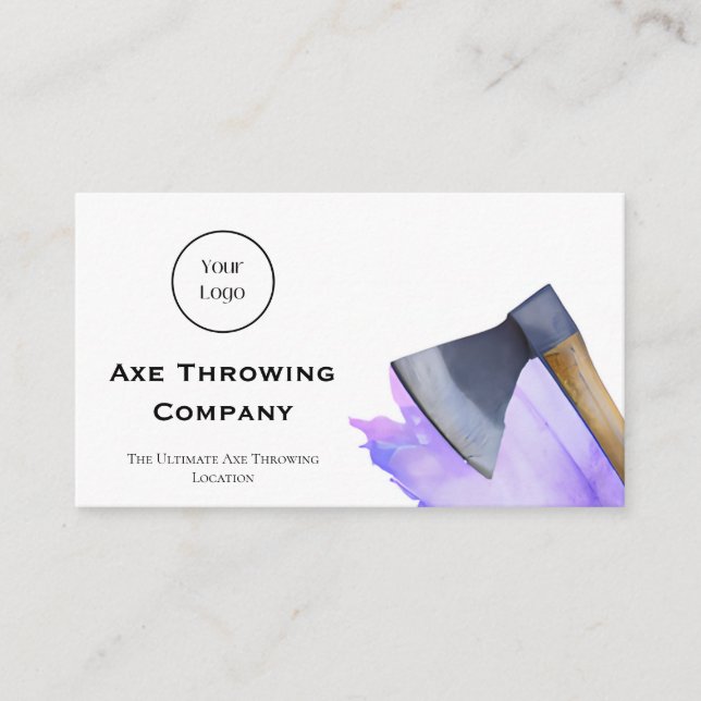 Watercolor Axe Throwing or Lumber Company Business Card (Front)