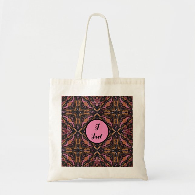Watercolor Azulejo Black and Pink Spanish Tote Bag (Front)