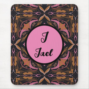 Watercolor Azulejo Black Spanish Personalised  Mouse Mat