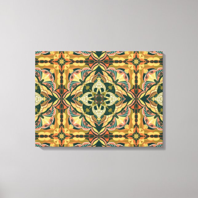 Watercolor Azulejo Spanish Tile Canvas Print (Front)