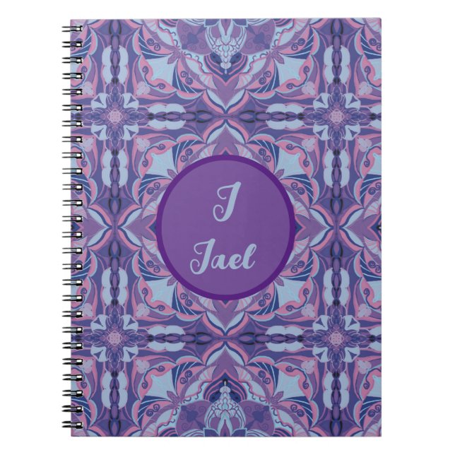 Watercolor Azulejo Violet Spanish  Notebook (Front)