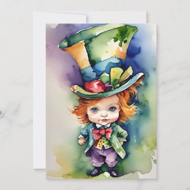 Watercolor Baby Alice in Wonderland Greeting Card (Front)