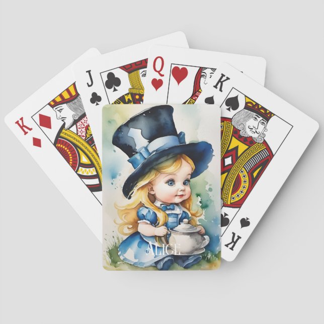 Watercolor Baby Alice in Wonderland Playing Cards (Back)