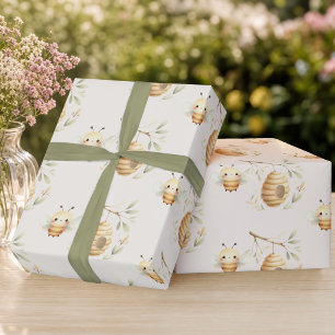 Watercolor Baby Bee Gift Wrapping Paper