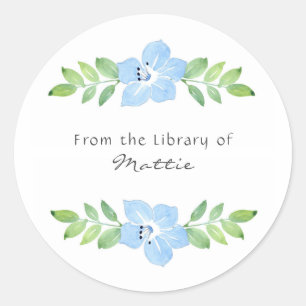 Watercolor Baby Blue Eyes Floral Swag Classic Round Sticker