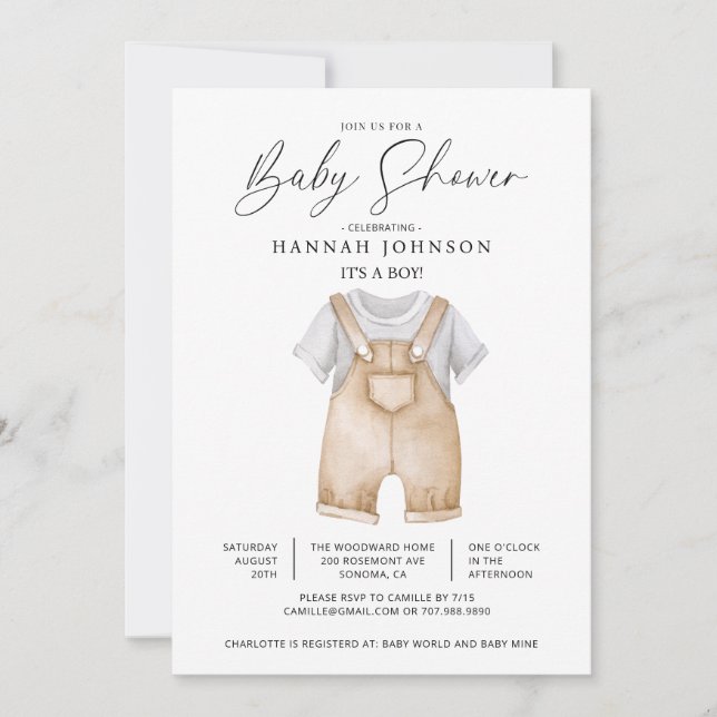 Watercolor Baby Boy Baby Shower Invitation (Front)