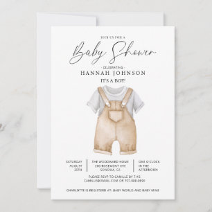 Watercolor Baby Boy Baby Shower Invitation