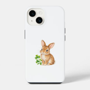 Watercolor Baby Bunny and Clover iPhone 14 Case