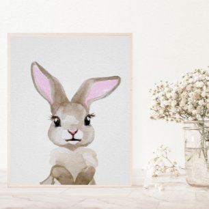 Watercolor Baby Bunny Cub Nursery Child Woodland Poster