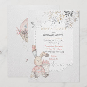 Watercolor Baby Bunny Gender Neutral Invitation