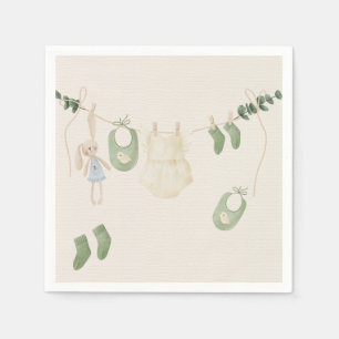 Watercolor Baby Clothesline Nursery Wall Art Print Napkin