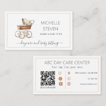 Watercolor Baby crib Baby sitting Business Card