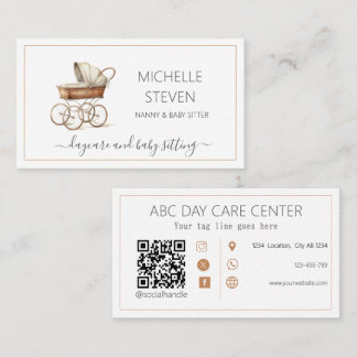 Watercolor Baby crib Baby sitting Business Card