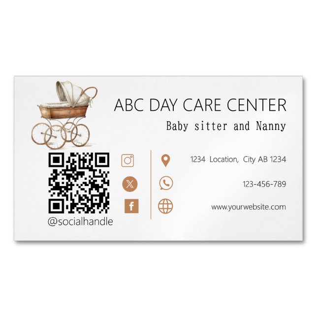Watercolor Baby crib Baby sitting Business Card (Front)
