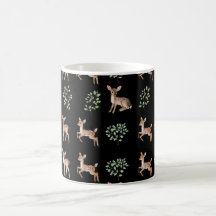 Watercolor Baby Deer and Leaves Pattern
