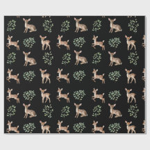 Watercolor Baby Deer and Leaves Pattern