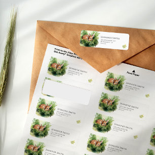 Watercolor Baby Deer Baby Shower Address Label