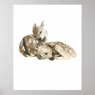 Watercolor Baby Deer Fawn Nursery  Poster